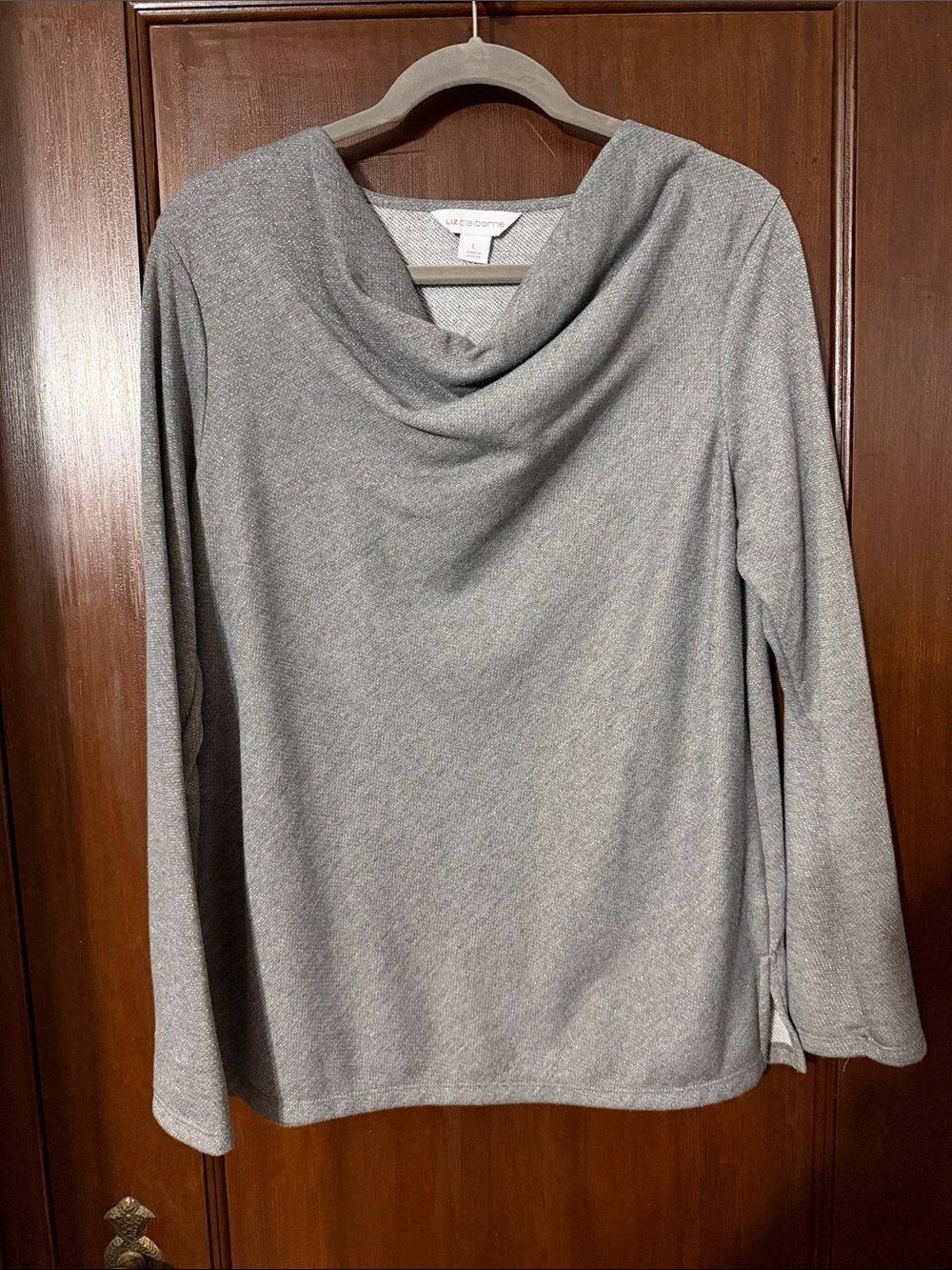 Liz Claiborne Light Gray Cowl Neck Sweater